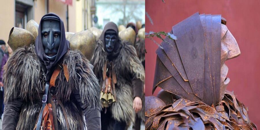 Las máscaras (Mamuthones) con las que se ornamentan algunas personas en Cerdeña. Muchos dicen que tienen el perfil del rostro de Giovanni Pires