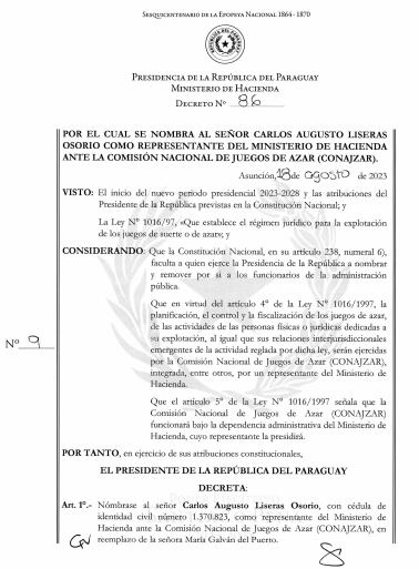 Decreto 86/2023 del Poder Ejecutivo.
