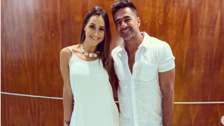 Cynthia de Recalde e Iván Almeida, en una de sus tantas fotos juntos.