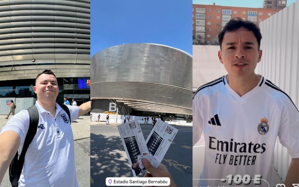 Lata Pararã y Diego Vera cumplieron el sueño de conocer el estadio Santiago Bernabéu del Real Madrid. Foto: Gentileza