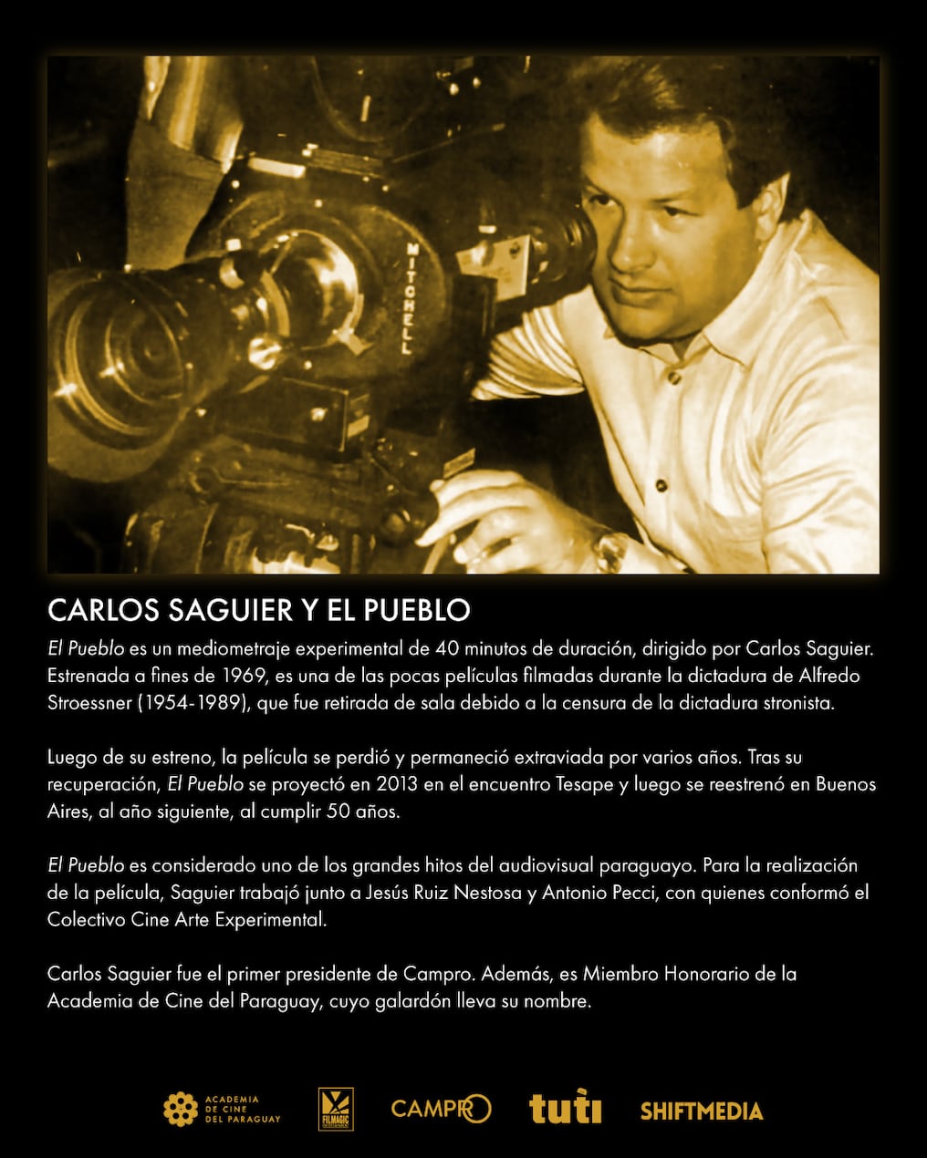 El cineasta paraguayo Carlos Saguier se encuentra en una delicada situación de salud. Foto: Gentileza