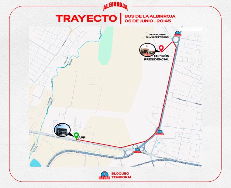 Trayecto del bus de la Selección Nacional
