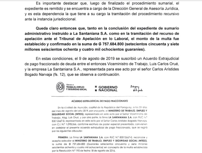 Relato circunstanciado de los hechos en caso Santaniana. Foto: Captura de pantalla