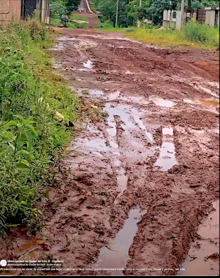 Así están las calles de Ciudad del Este que ahora prometen arreglar, promocionando a Pereira Mujica