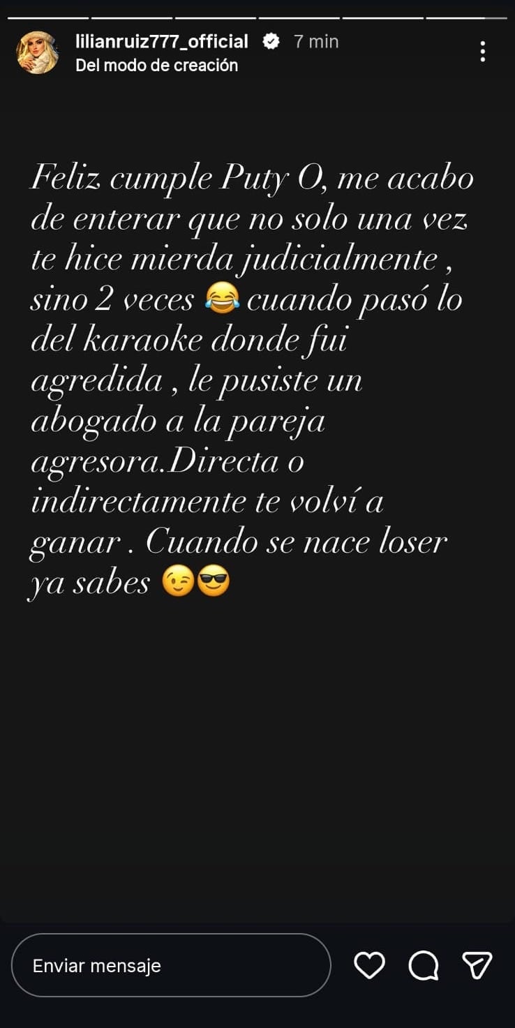 Captura de historia de Lilian Ruíz contra Patty Orué.