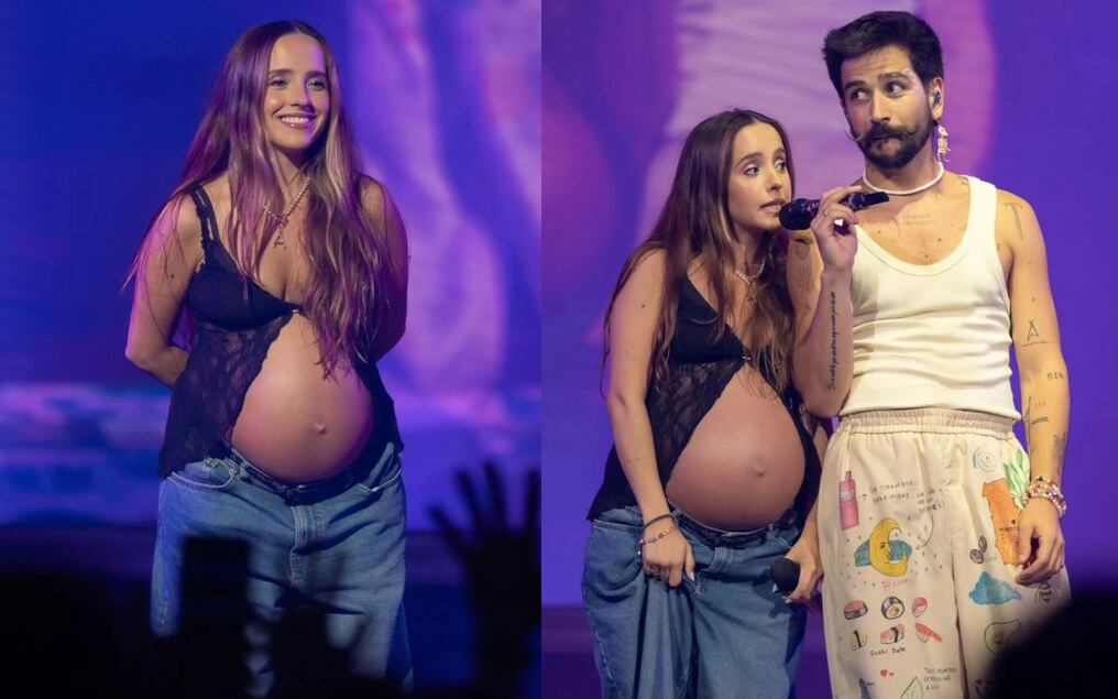 Evaluna se presenta embarazada en el escenario junto a Camilo. Foto: Gentileza
