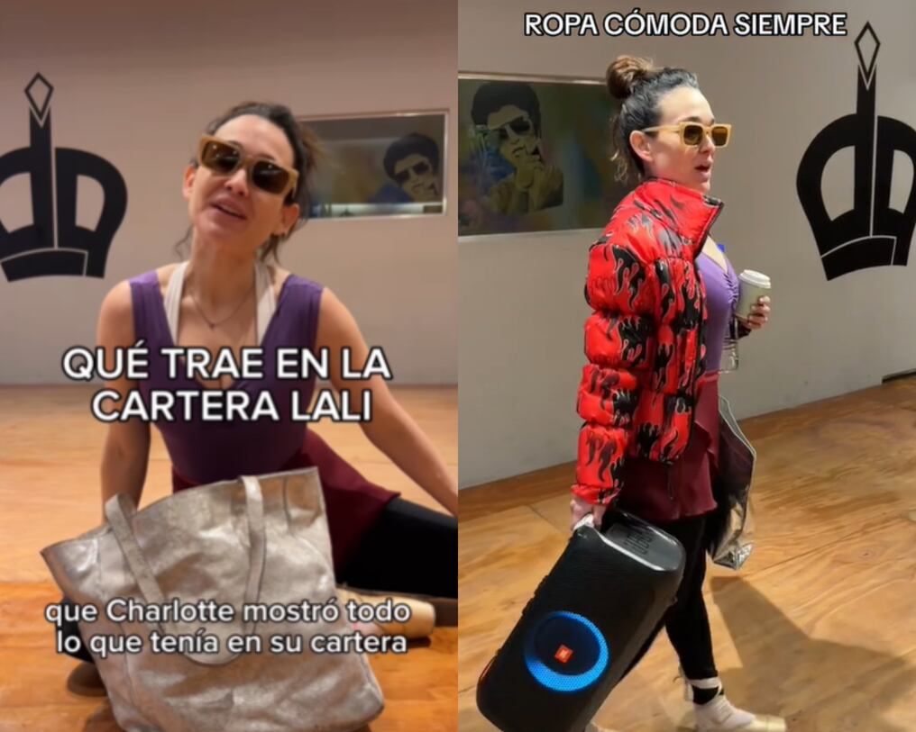 Lali González se robó risas con los elementos que lleva en su bolso para los ensayos del Bailando. Foto: @elbailandooficial/Instagram