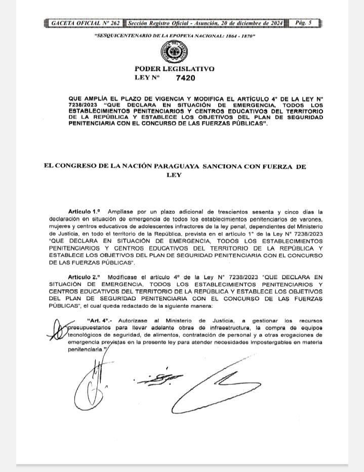 Este viernes se publicó en Gaceta Oficial el decreto por el cual quedó promulgado la ampliación de la declaración de Emergencia Penitenciaria. Foto: Gentileza 