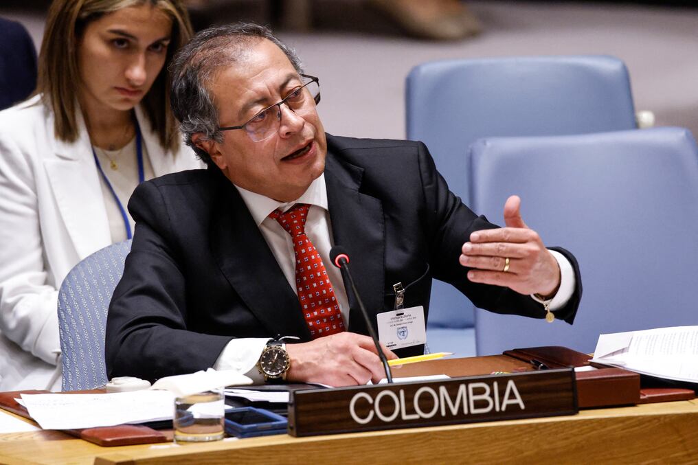 El presidente Gustavo Petro pidió en el Consejo de Seguridad de Naciones Unidas medidas para “potenciar la capacidad financiera” de Colombia con el fin de implementar los acuerdos de paz con las FARC. Foto: AFP