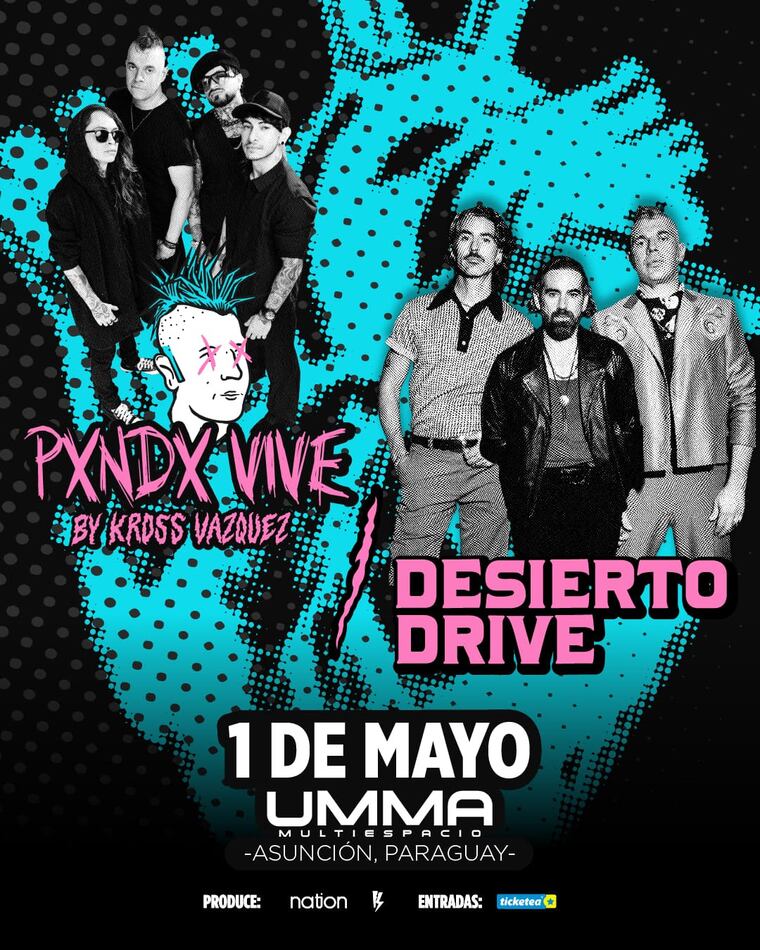 Flyer de Pxndx Vive y Desierto Drive en UMMA Multiespacio.