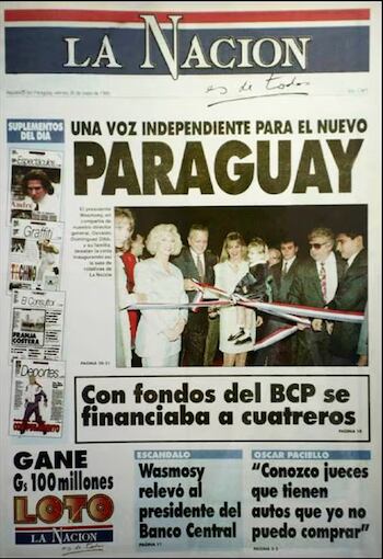 Primera tapa del diario La Nación, del 25 de mayo de 1995