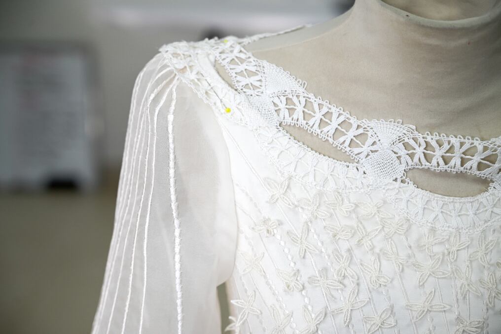 El vestido que portará Leticia Ocampos es un diseño de Victoria Maluff. Foto: Gentileza
