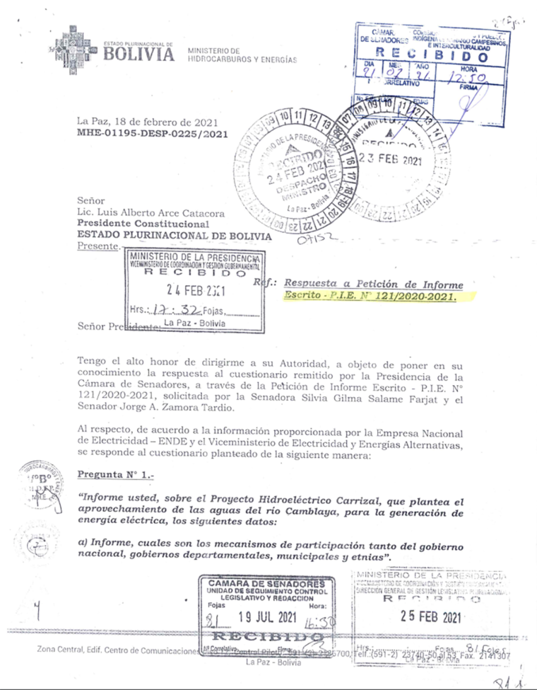 Informe del Proyecto Hidroelectrico Carrizal