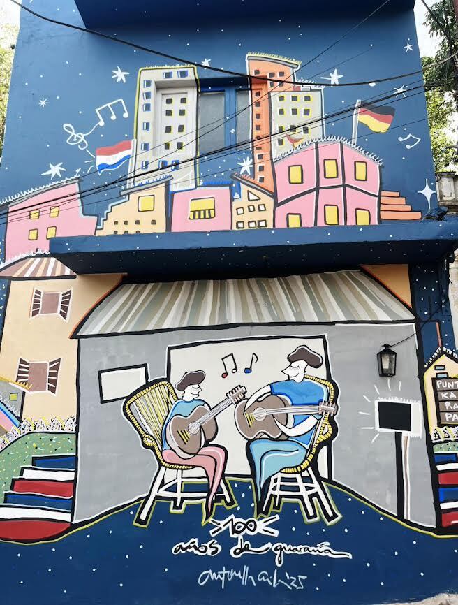 El mural homenaje a la guarania será inaugurada este miércoles en Punta Karapá. Foto: Gentileza