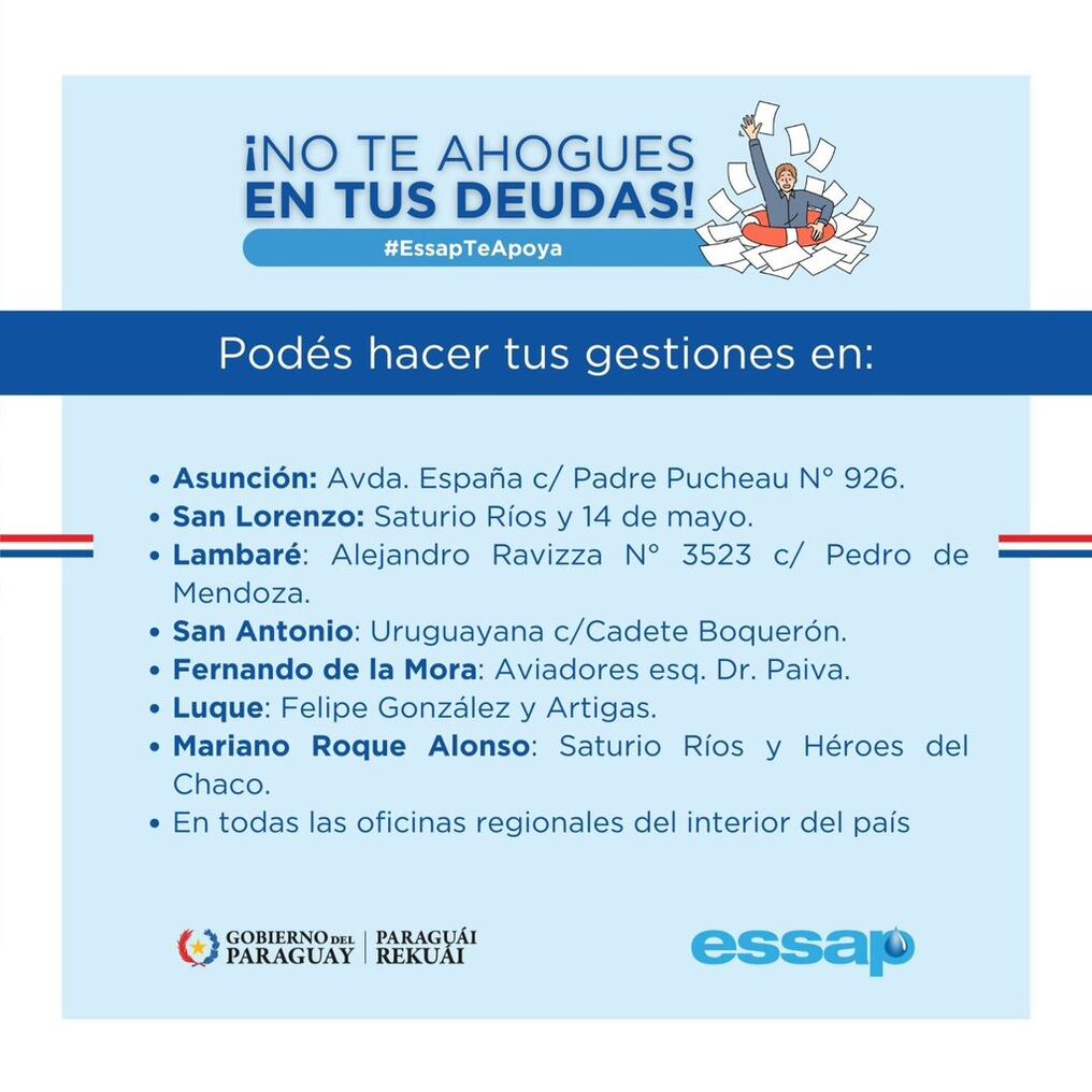 Lugares donde los usuarios morosos podrán hacer sus gestiones. Foto: imagen institucional