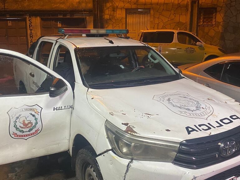 La patrullera fue baleada en medio de una persecución a delincuentes. Foto: Gentileza