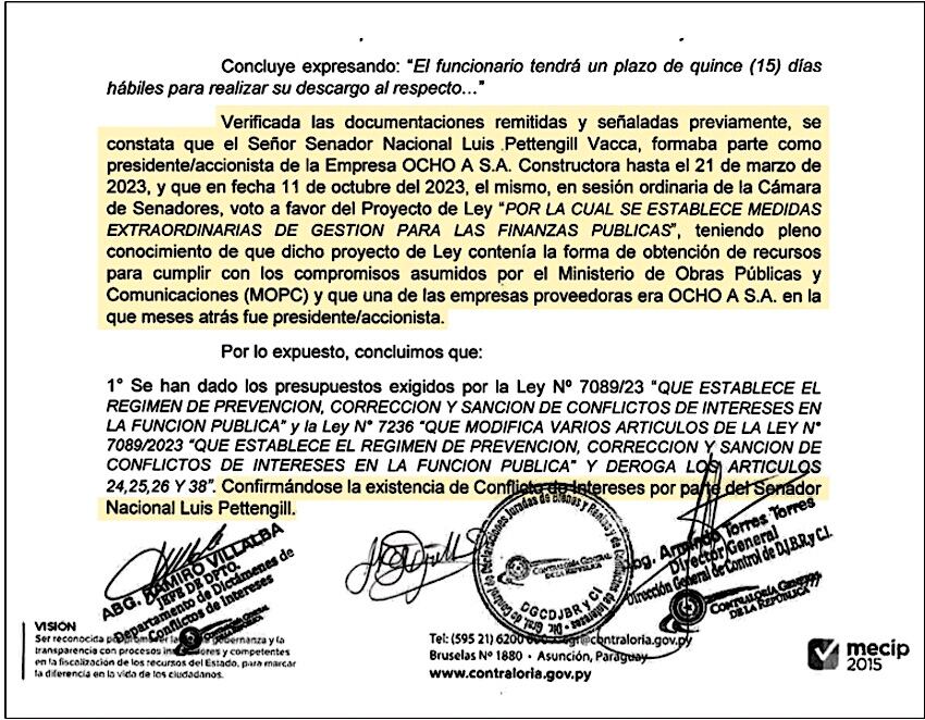 Dictamen de Contraloría señala conflicto de intereses por parte de Pettengill