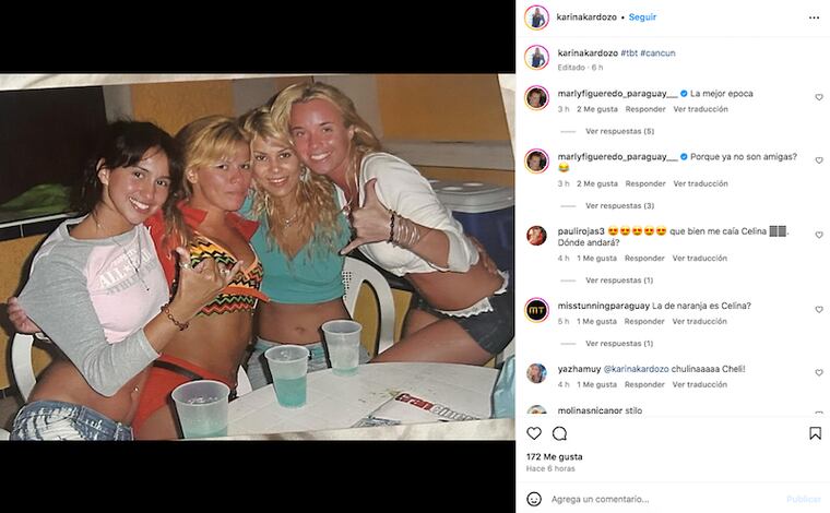 Captura del post de Karina Cardozo.