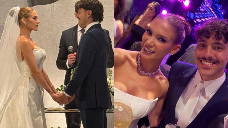Juliana Vaccaro y Mauricio Magalhães, felices en su boda.