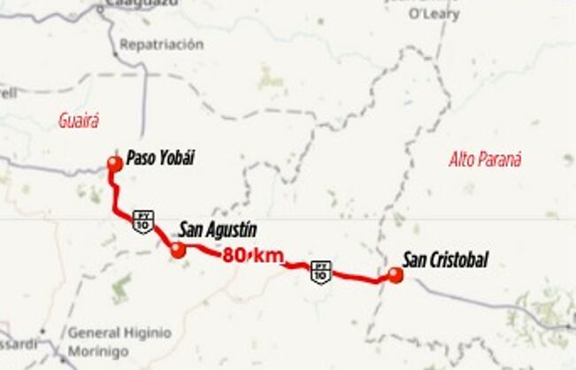 La “Ruta de la Integración” unirá los departamentos de Guairá, Caazapá y Alto Paraná. Foto: Captura de pantalla