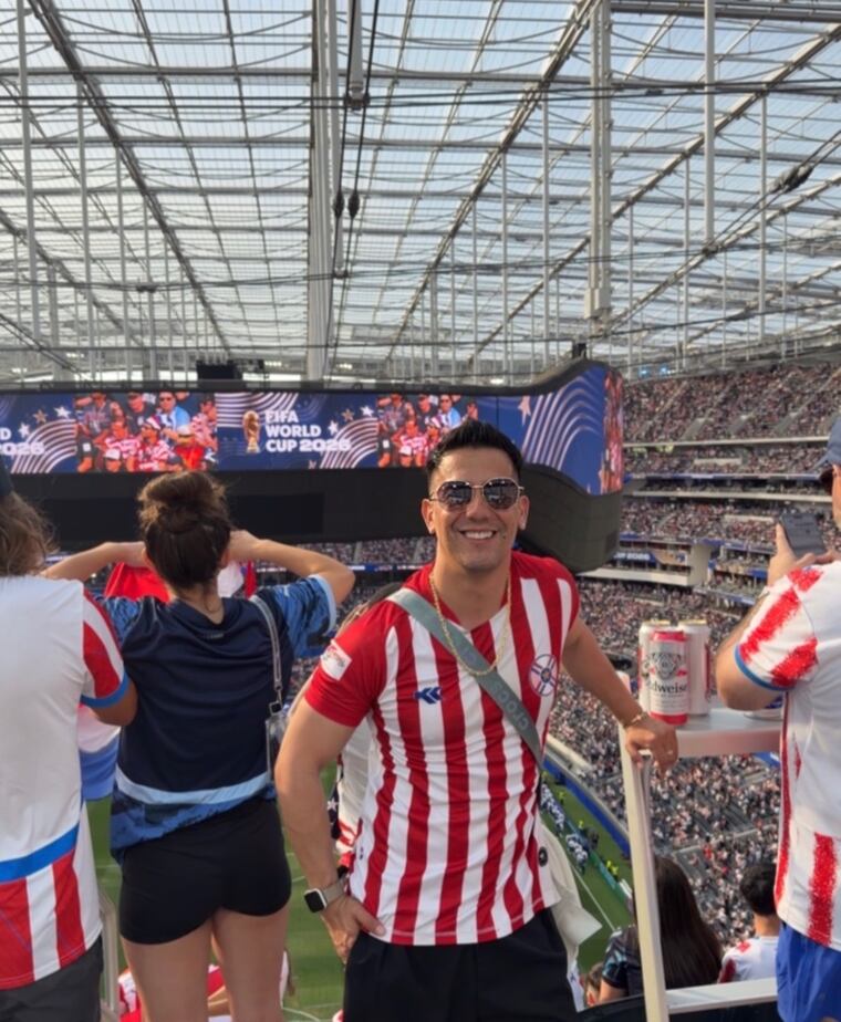 Christian Ferreira, en el partido de Estados Unidos vs Paraguay, en el Mundial de Fútbol 2026. Foto: Instagram - @christianferreiranutri