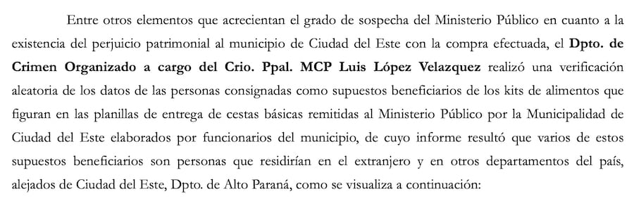 Beneficiarios de Prieto no eran de Ciudad del Este
