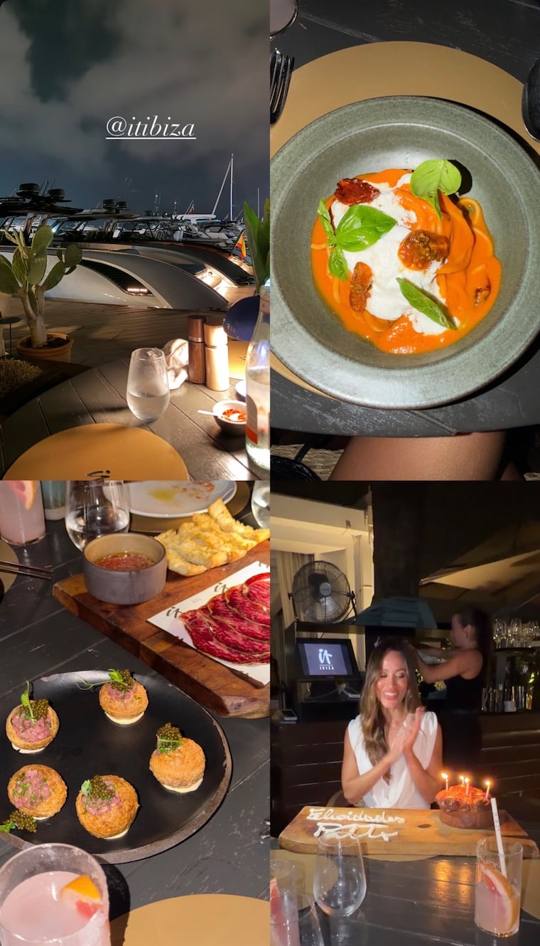 Gastronomía mediterránea en el festejo de cumpleaños de Patty Orué, en Ibiza. Foto: Instagram - @pattyorue