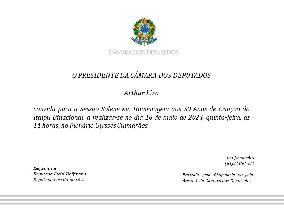 El presidente de la Cámara de Diputados del Brasil, Arthur Lira, convocó a un homenaje de la Itaipú Binacional para el jueves 16 de mayo. Foto: Gentileza