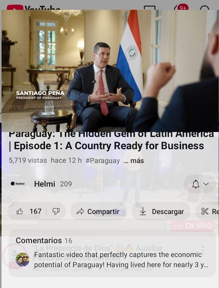 El presidente de Paraguay, Santiago Peña, destacó las condiciones favorables para un escenario propicio de negocios e inversiones. Foto: Youtube
