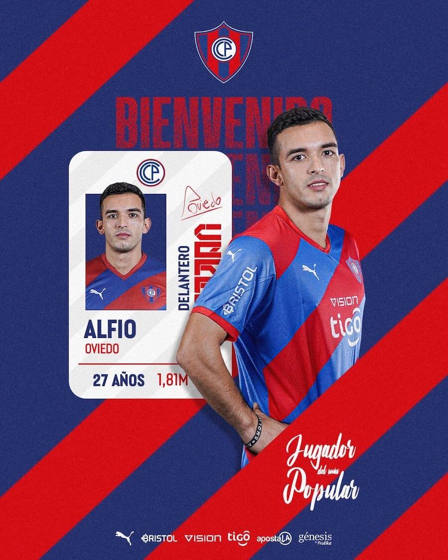 Alfio Oviedo es nuevo jugador del Ciclón.FOTO: club Cerro Porteño