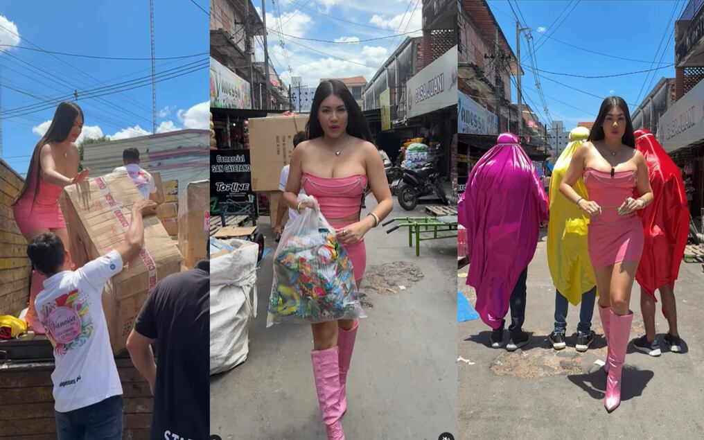 Laurys Dyva se mostró recolectando dulces en el Mercado 4. Foto: Gentileza