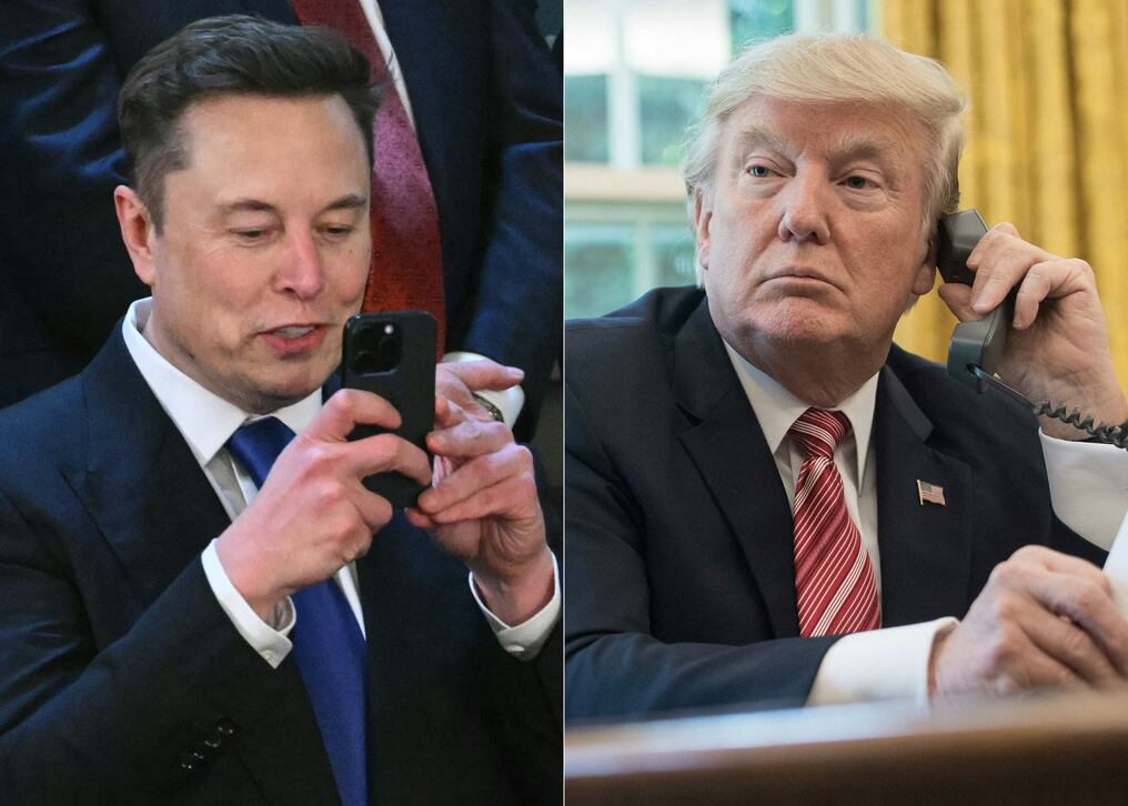 El improbable matrimonio político entre Donald Trump y Elon Musk estalló en un violento divorcio público el 5 de junio. Foto: Saul Loeb/Nicholas Kamm/AFP