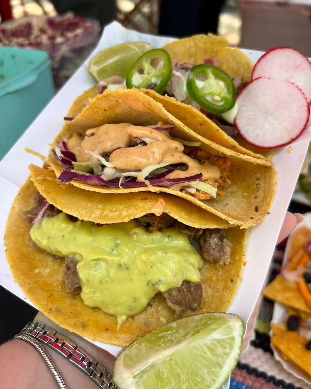 Hasta las 18:30 de este domingo se podrá degustar la gastronomía mexicana en la Plaza Infante Rivarola del barrio Villa Morra de Asunción. Foto: @elolivopy
