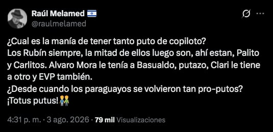 Raúl Melamed cuestionó la presencia de gays en espacios en medios de comunicación.