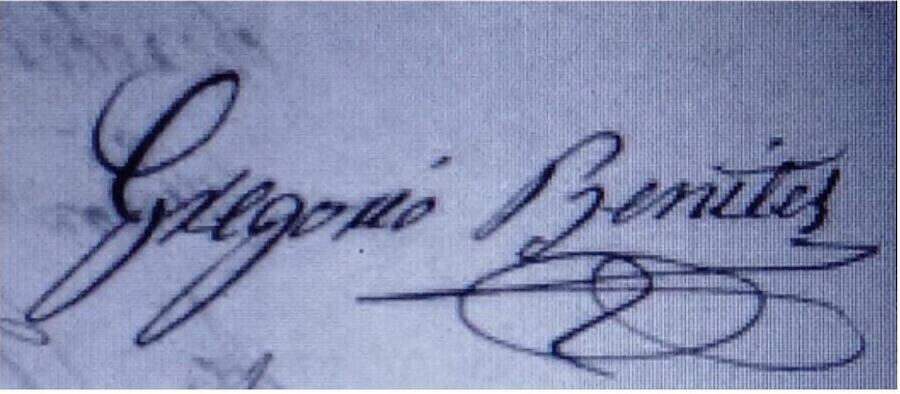 Firma del sargento mayor de Caballería José Gregorio Benítez