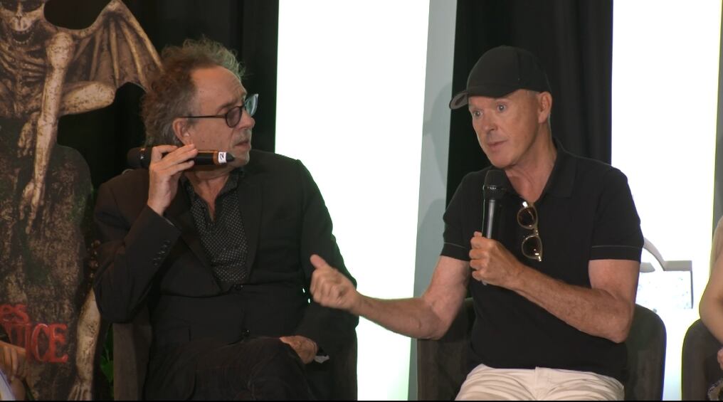 El reconocido cineasta y el actor Michael Keaton promueven la secuela de “Beetlejuice” (1988), que se estrena el 5 de setiembre. Foto: David Sánchez