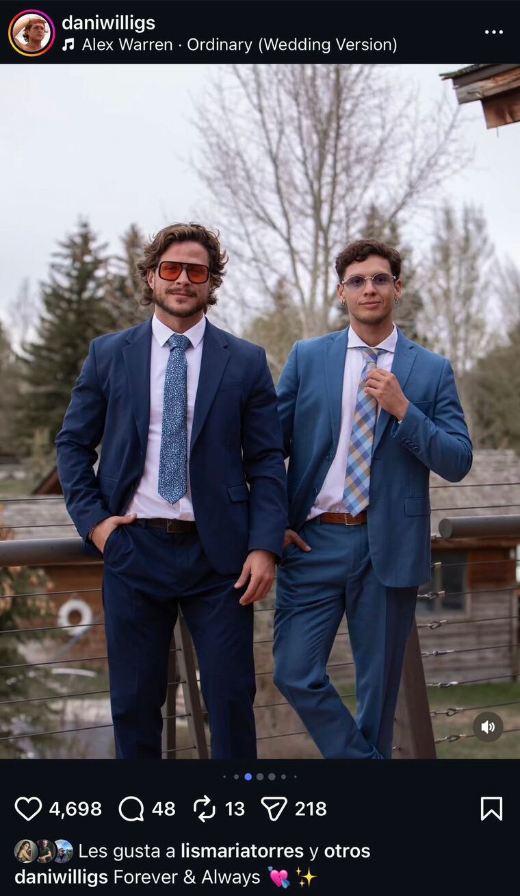Dani Willigs y Alejandro Benítez, de viaje por Estados Unidos. Foto: Instagram - @daniwilligs