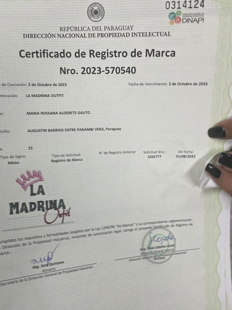 Rosy Alderete registró a su nombre “La Madrina”.