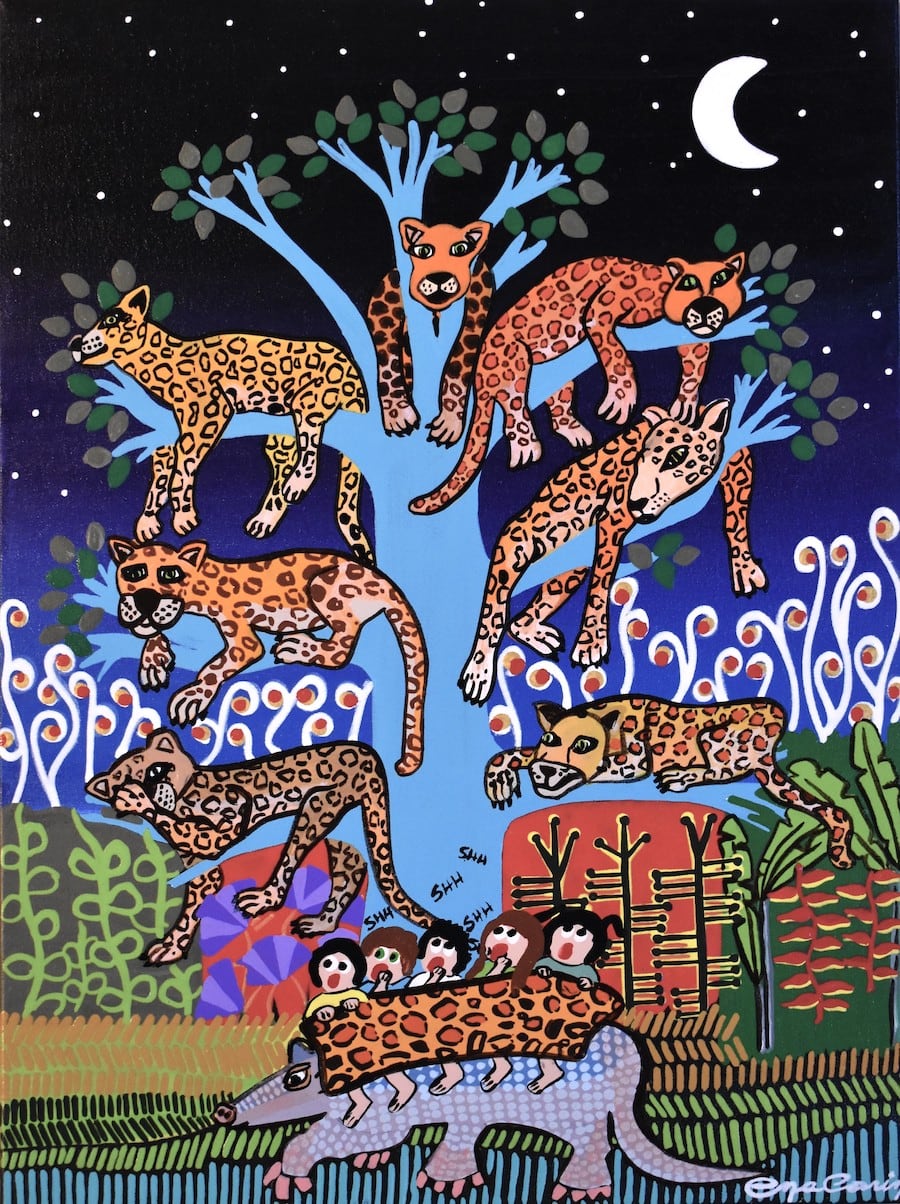 Obra “Árbol con yaguaretés” de Ana Carina Aranda
