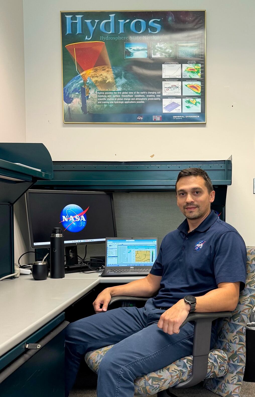 El Ing. Eduardo Dose, actualmente está llevando adelante su trabajo de investigación en Laboratorio de Ciencias Hidrológicas de la NASA. Foto: Gentileza 