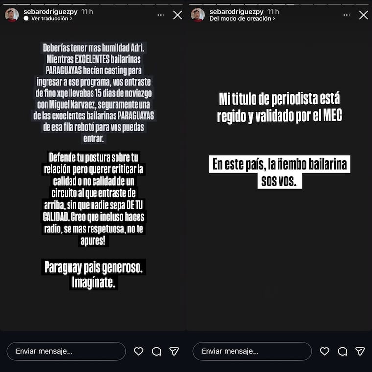 Sebastián Rodríguez respondió a Adriana Sanguina.