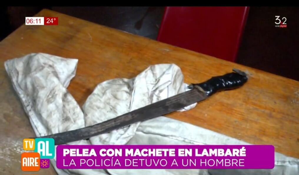 Un hombre fue detenido luego de protagonizar una pelea con machete en Lambaré. Foto: Gentileza
