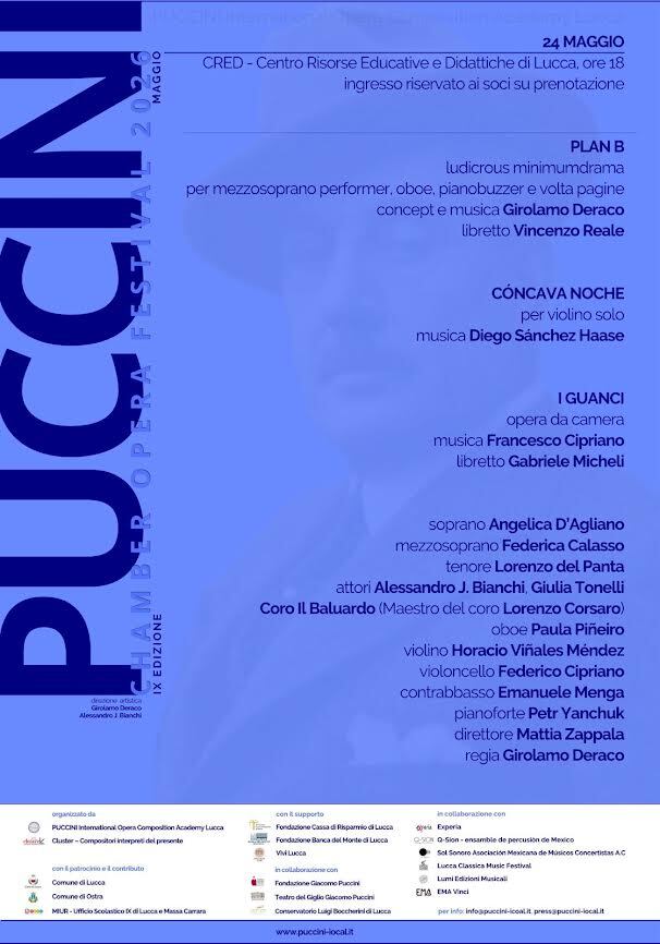 Flyer del Puccini Chamber Ópera Festival 2026.