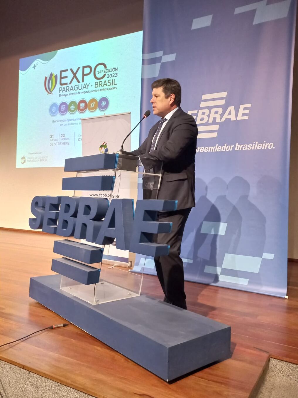 Javier Giménez, ministro designado para asumir Industria y Comercio, participó del lanzamiento de la 14° Expo Paraguay-Brasil 2023 en Curitiba. Foto: Gentileza