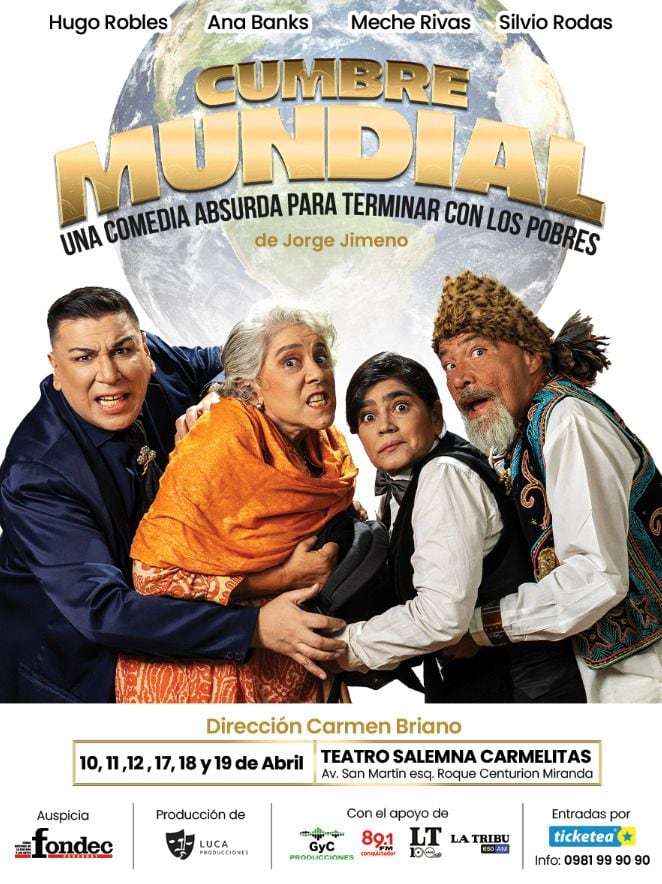 Flyer de la obra teatral “Cumbre Mundial”.