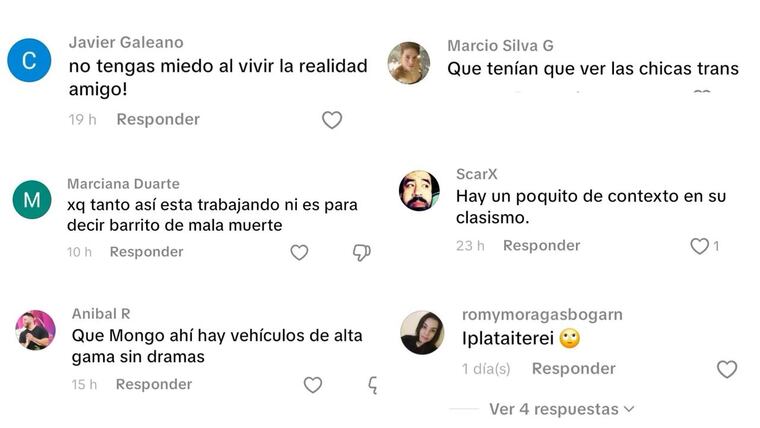 Captura de mensajes en contra de comentarios de Luis Bareiro tras experiencia en La Chacarita.