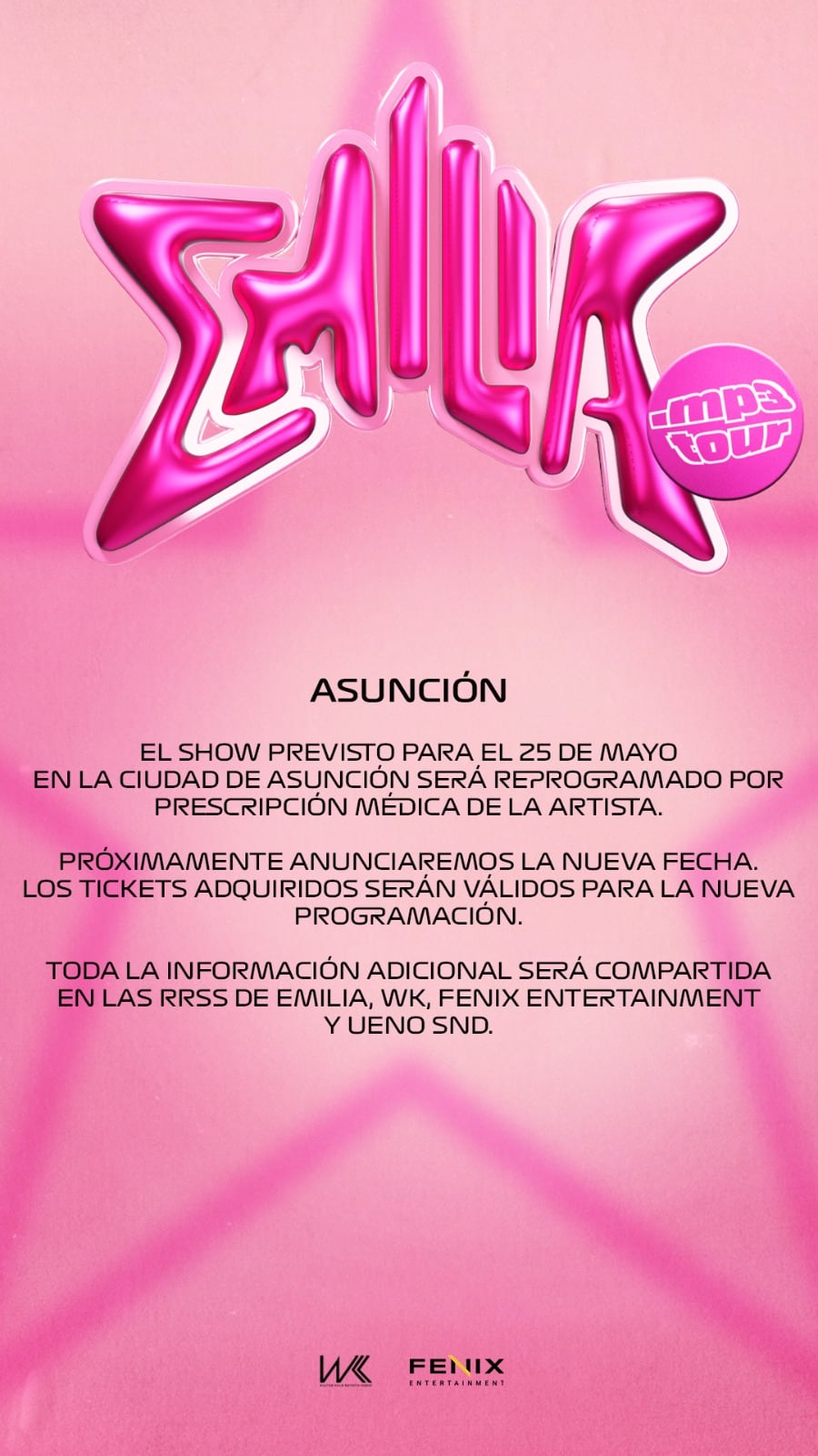 El tour de Mp3 de Emilia inició a mediados del pasado mes de abril, pero por su condición de salud está en pausa. Foto: Gentileza