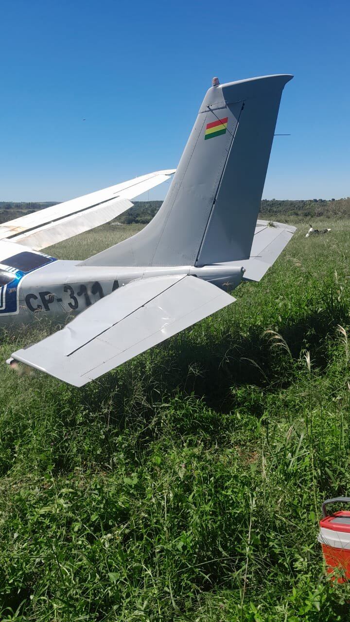 En esta oportunidad, la aeronave tenía pintada la bandera de Bolivia, pero presumen que sería adulterada. Foto: Gentileza