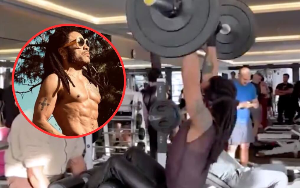 Lenny Kravitz se viralizó por el look que empleó para levantar pesas. Foto: Gentileza