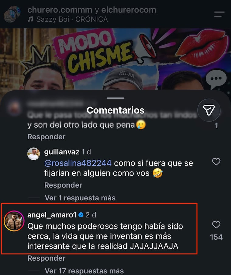 Captura de respuesta de Ángel Amaro.